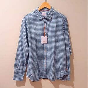 NWT SWIMS Mens Tenby Flannel Lux Soft Long Sleeve Performance Shirt Ice Blue XL